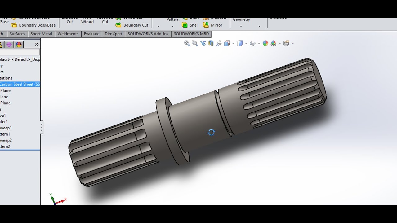 Spline Shaft Design In Solidworks | Spline Shaft Drawing # 2022 - YouTube