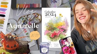 Vlog aquarelle n°23 : Tout mon processus créatif du Calendrier 2024 🌈 📆✨