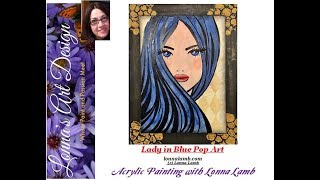 Beginner Acrylic Painting Blue Lady Pop Art