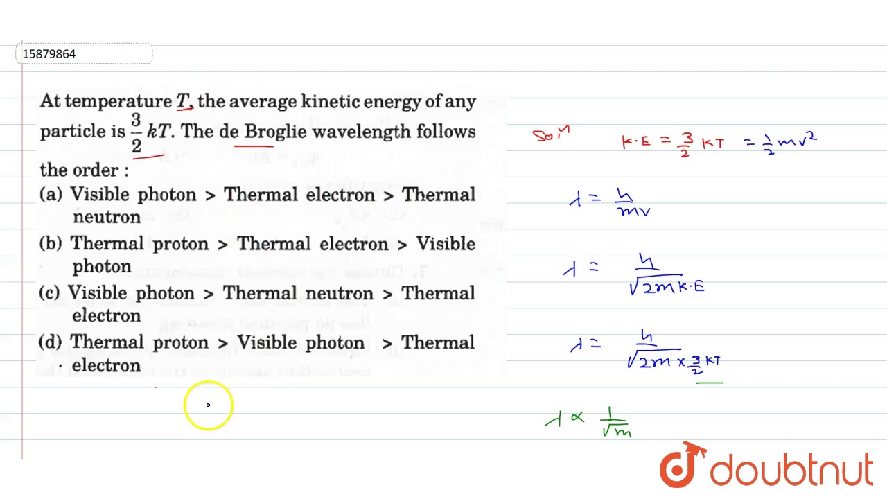 At Temperature T , The Average Kinetic Energy Of Any Particles Is `(3 ...