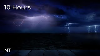 Ocean Thunderstorm Sounds & Lightning in Thailand | Ocean Waves & Rain Sounds for Sleep & Insomnia