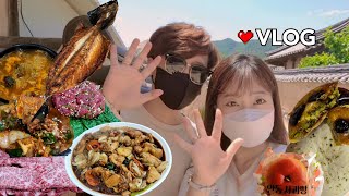 안동여행/먹방브이로그🍲VLOG 안동찜닭 한우소갈비 고등어정식 사과빵 맘모스베이커리 ㅣ하회마을 부용대 선성수상길 예끼마을 월영교야경 만휴정