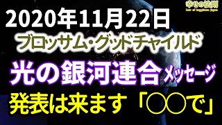 2020年11月22日　ブロッサム・グッドチャイルド経由　～光の銀河連合からのメッセージ～　発表は来ます！「○○で」　音声入り《幸せの法則 スピリチュアル 》