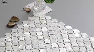 Diflart Fan-shaped White Pearl Shell Mosaic Tile