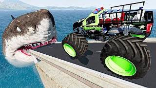 HUGE HUNGRY SHARK! BeamNG Drive Open Bridge Crazy Cars Jumps | Wednesday Cars Crashes Compilation