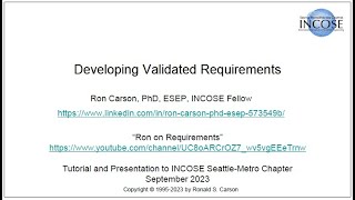 Developing Validated Requirements