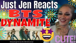 BTS DYNAMITE REACTION | JUST JEN REACTS TO BTS DYNAMITE FIRST TIME | IT'S DYN-A-MITE!