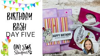 Birthday Bash Day 5: Fun Fold Card and Wine Tag featuring One More Year Stamp Set