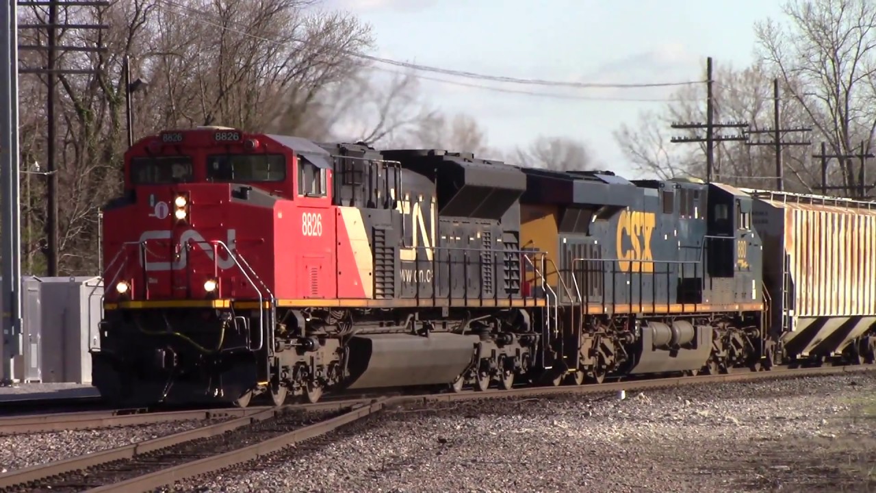 CN 8826 North W/ CSX Power (CN Grain Train) - YouTube