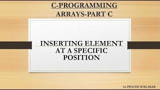 ARRAYS PART C| INSERTING AN ELEMENT AT A SPECIFIC POSITION IN AN ARRAY-WITH EXAMPLE AND CODE