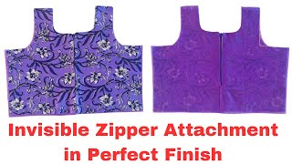 How to Attach Invisible Zipper in Frock | Invisible Zip Stitching in Easy method | Boutique Style