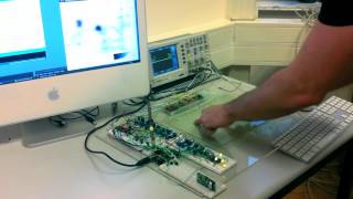 capacitive multitouch prototype, ~700 crosspoints, blob detection