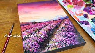 Acrylic painting for beginners┃Lavender landscape┃Acrylic painting on Canvas┃Painting Tutorial#119