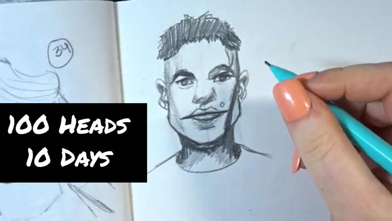 Drawing 100 Heads 100headschallenge Youtube