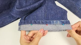 How to shorten jeans and keep original hem without sewing machine