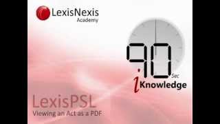 LexisPSL - Viewing An Act As A PDF