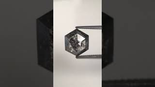 3.72 Ct 10.46 x 8.93 x 4.51 mm Rare Hexagon shape natural diamond, Salt and pepper Step cut diamond