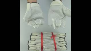 XU0001 Canvas Welding Safety Work Gloves w/ Full Palm Cowhide Reinforcement Thickened Liner