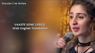 Vaaste ( Lyrics ) English Translation | Dhvani Bhanushali | Nikhil D’souza | Tere Liye Mera Safar