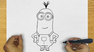HOW TO DRAW KEVIN MINION STEP BY STEP | DRAWING KEVIN MINION