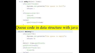 Queue Code in data structure with Java with Object array ,insert, delete, Display , peek and count