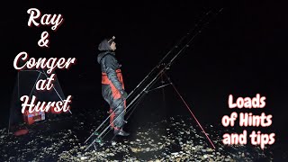 Ray and conger fishing at Hurst shingle bank. UK beach fishing.