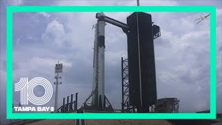 Views outside Falcon 9 rocket, Crew Dragon ahead of historic SpaceX launch