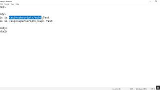 Create HTML page with subscript, superscript text