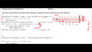 Java Tracing ArrayList Worksheet #2