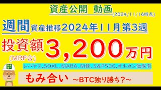 【2024年11月第3週 週間資産推移公開】投資額3100万円投資結果VLOG [MARA] [RIOT] [CLSK] [CIFR] [SOXL] [レバナス] [マイニング株]