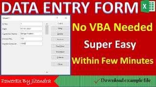 Super Easy Excel Data Entry Form (No VBA) in Hindi