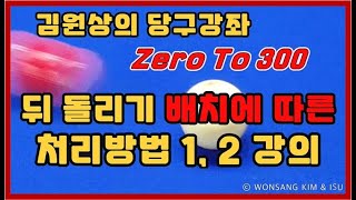 김원상의 3C 당구강좌, 뒤 돌리기 배치에 따른 처리방법 1, 2