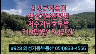 #928 의성가음부동산 탁트인 전망 저수지뷰 (낚시가능) 호두밭 519평 8000만 (당15.4만원) 전기수도가능 큰도로근처 좋은위치 청정지역 힐링쉼터 #의성땅#주말농장#의성과수원