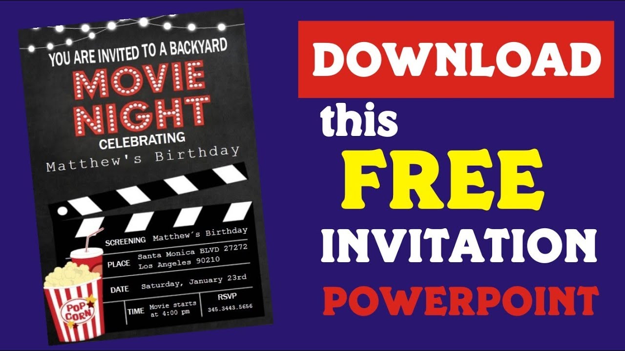 Printable Backyard Movie Night Party Invitation FREE | Movie Night ...