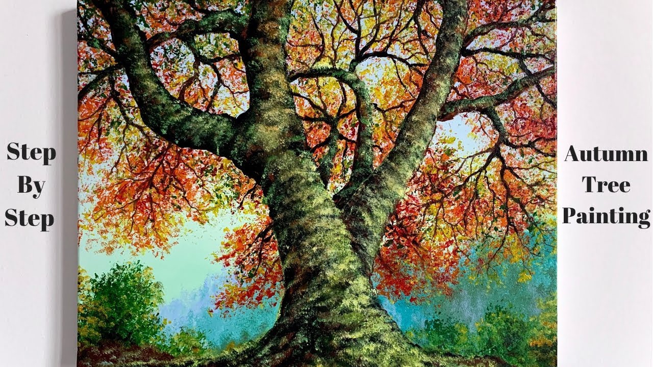 Autumn Tree STEP By STEP Acrylic Painting (ColorByFeliks) - YouTube