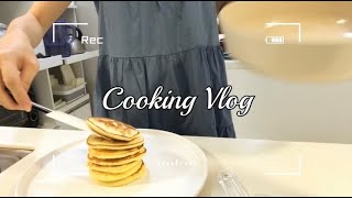 【Sasa沙沙的料理日記】CookingVlog/超簡單食譜/蜂蜜奶油鬆餅/奶油白醬筆管麵（義大利麵）/草莓果醬氣泡水/韓國不沾鍋/Neoflam的FIKA系列/26cm炒鍋/18cm單柄湯鍋