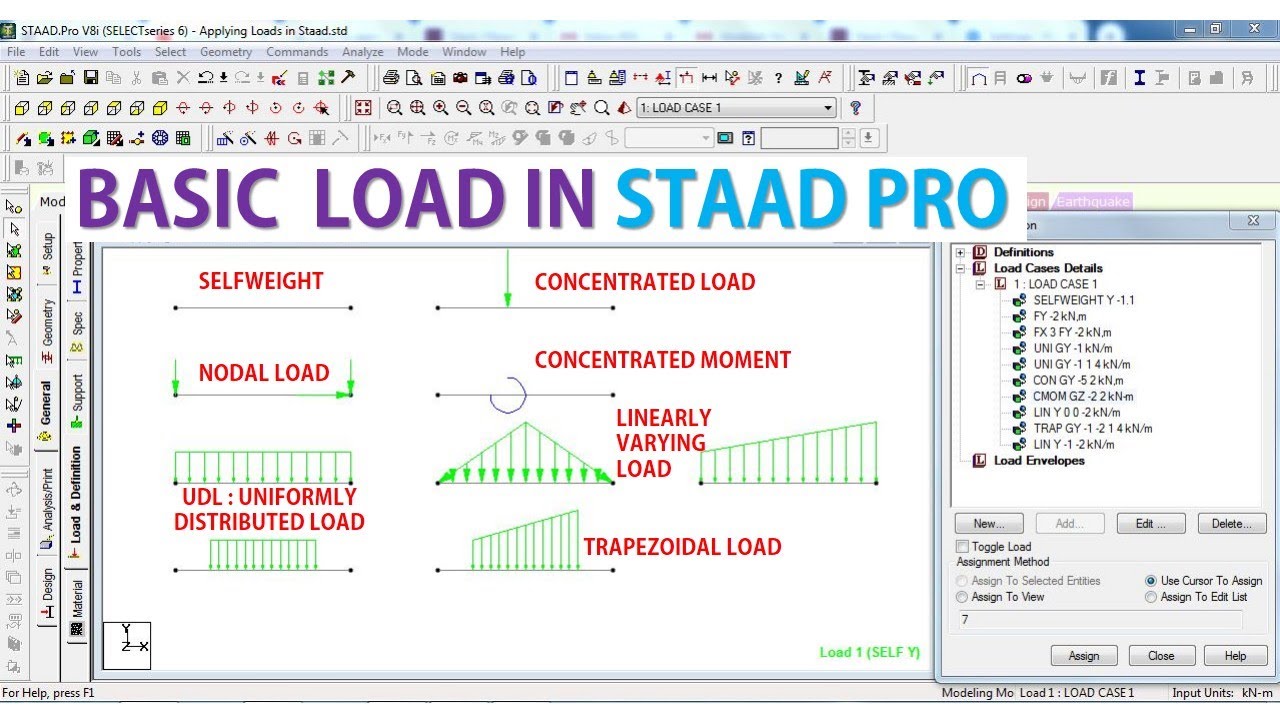 How To Apply Load In Staad Pro Nodal And Member Load Tutorial 05