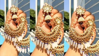 Diy wedding special kundan earrings tutorial 😱😍🔥 #trending #diyjewellery #earrings #viralvideo #diy