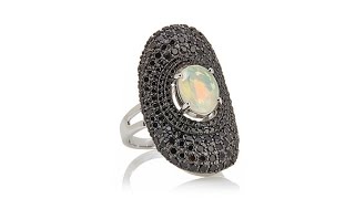 Rarities Ethiopian Opal   Black Spinel Ring