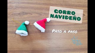 Mini GORRO DE NAVIDAD a crochet para amigurumis pequeños. Adorno navideño.