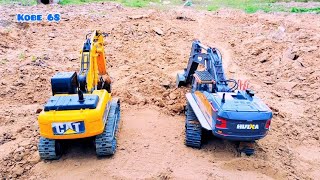 Máy xúc điều khiển CAT 320D vs huina 1592 múc đất đỏ/ rc excavator huina 1592 cat 320d