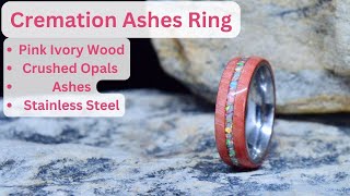 Creating a Cremation Ashes Ring Using Opals and Pink Ivory Wood