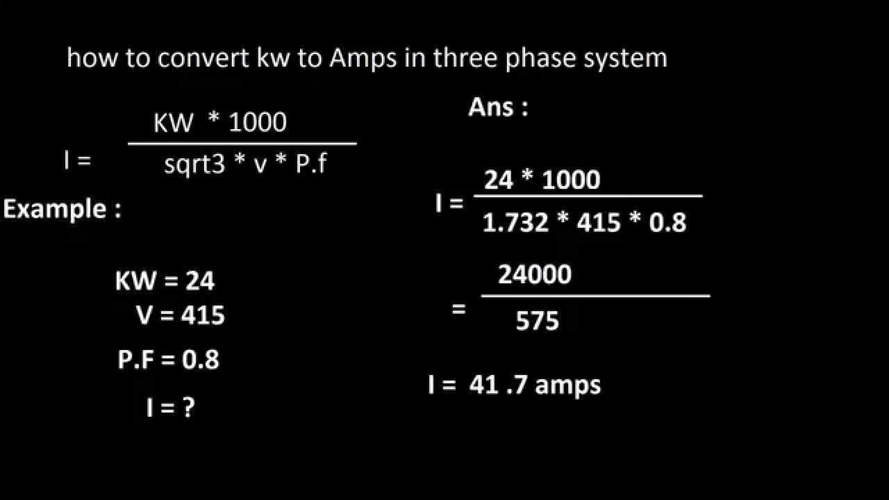 How To Convert Kw To Amps - YouTube