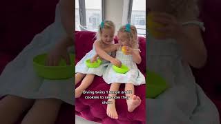 Twin girls sharing desserts and lemons! So funny!