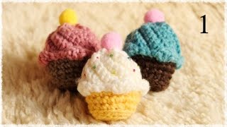 かぎ編みカップケーキの作り方・編み方（１）【あみぐるみ】　diy crochet cup cake tutorial