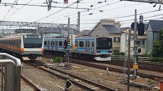 中央・総武各駅停車線E231系800番台八ﾐﾂK-4編成三鷹駅出発＆中央快速線E233系0番台八ﾄﾀT-11編成が三鷹駅入線