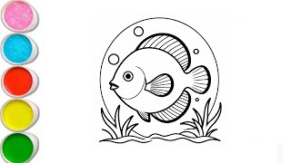 Fish  drawing, coloring, painting for kids and toddlers_ easy fish drawing