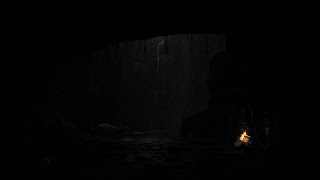 Spend the Night in a Rainy DARK CAVE 24H - Campfire, Rain \u0026 Thunder Sound For Meditation, Relaxing