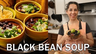 Carla Makes Black Bean Soup with ALL the Toppings