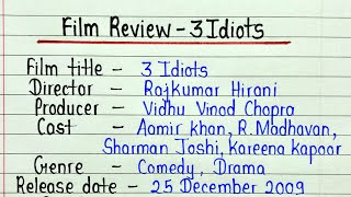 Film review writing 3 Idiots || Movie review writing 3 idiots || How to write fi